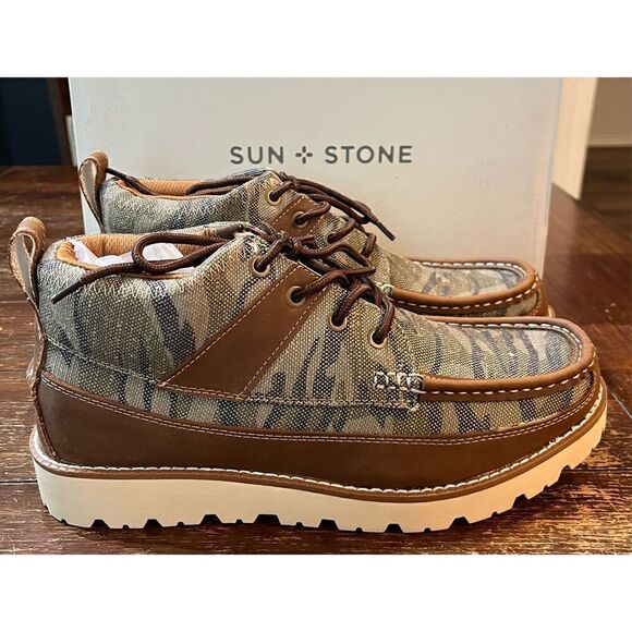 Sun + Stone Men's Kohen Printed Lace-Up Boots - Picture 2 of 7